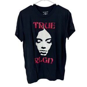True Religion Womens Black Graphic T Shirt Buddha World Tour Size S